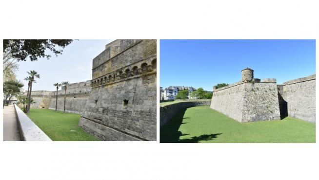 Castillo de Bari (Apulia) (izquierda) y ciudadela de Jaca