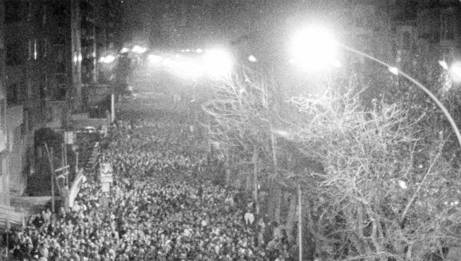 Manifestación contra el golpe de Estado en Zaragoza el 27 de febrero de 1981.