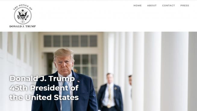 Portada de la nueva página web de Trump