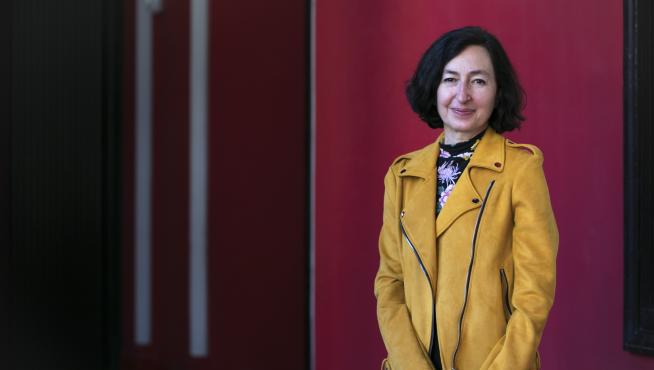 Isabel Irigoyen, psiquiatra y coordinadora contra el suicidio del Gobierno de Aragón, en el Paraninfo universitario.