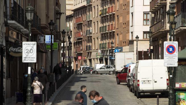 Vista de la calle Predicadores de Zaragoza, pendiente de que comiencen las obras de reforma.