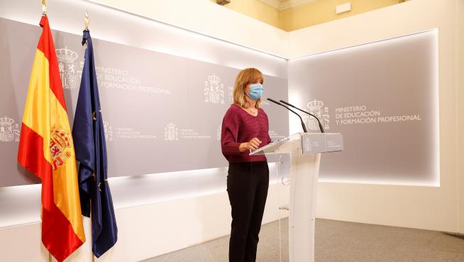 Pilar Alegría, ministra de Educación, en rueda de prensa