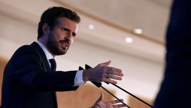 Desayuno informativo del Fórum Europa protagonizado por el líder del PP, Pablo Casado