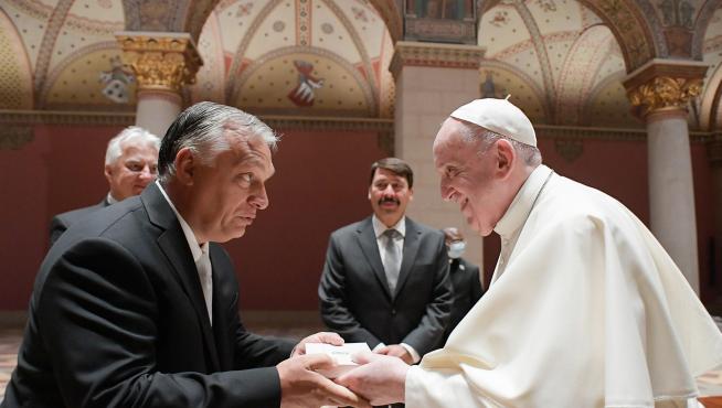 El Papa, este domingo, en su encuentro con Orban.