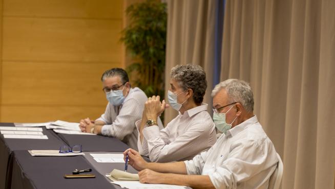 Jesús Montorio, Pachi Giné y Fernando Udina, ayer en la asamblea del club.
