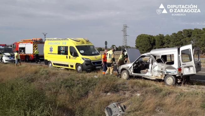 Accidente tras colisionar dos furgonetas en el término municipal de Bujaraloz.