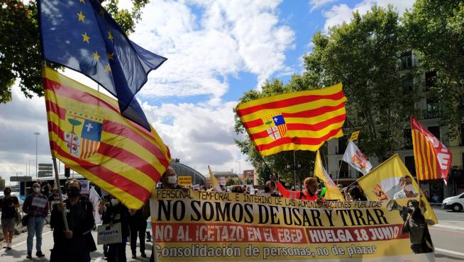 Cientos de interinos aragoneses han reclamado en Madrid el fin de su temporalidad