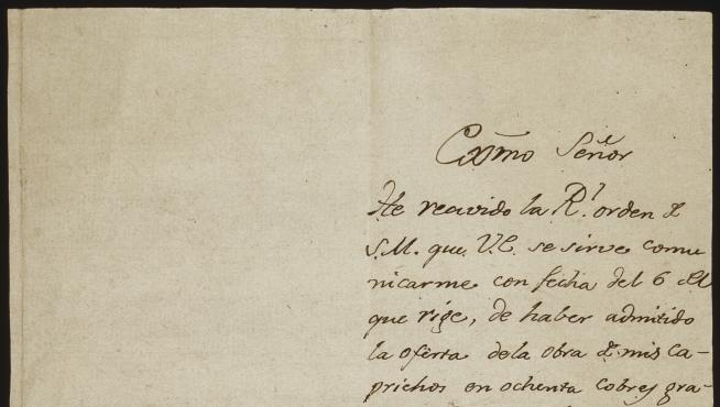 Carta escrita por Goya el 9 de octubre de 1803 en papel fabricado en Valderrobres.