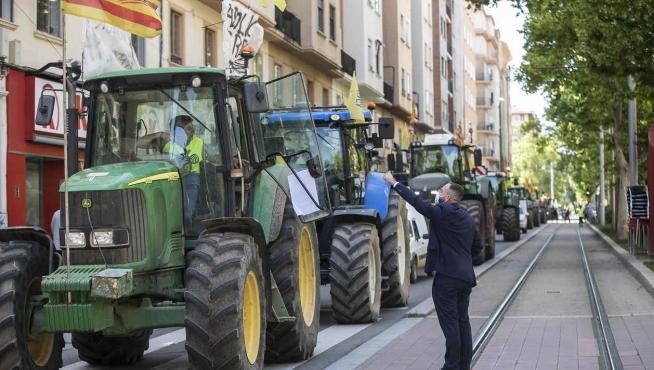 Manifestación de agricultores en Zaragoza por la PAC el 6 de mayo de 2021