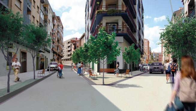 Recreación del resultado de la reforma de la calle de Cuarte, en Torrero.