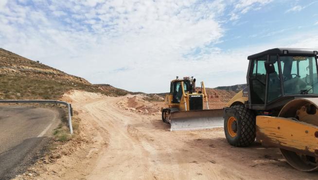 Obras carretera provincial que conecta Bujaraloz y Alborge