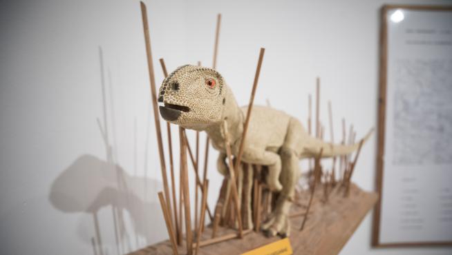 Réplica del Gideonmantellia, uno de los dinosaurios descubiertos en Galve, que se podrá ver en el futuro museo.