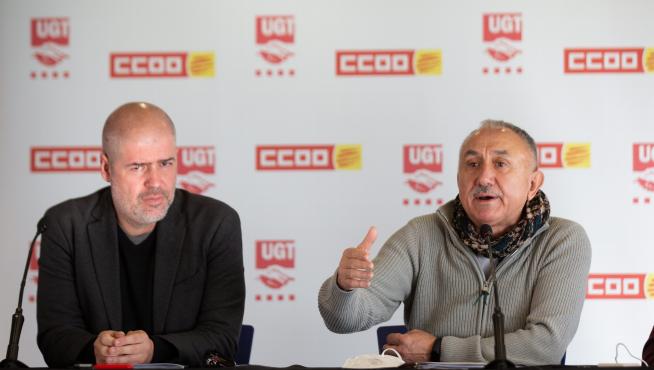 Unai Sordo (izquierda) y Pepe Álvarez, este viernes en Barcelona.