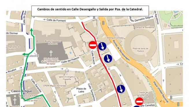 Mapa explicativo del corte al tráfico de la calle Canellas.
