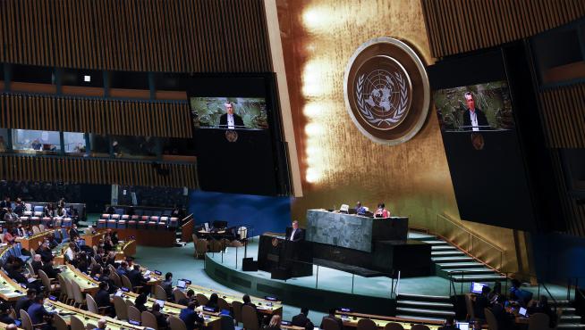 Asamblea Genesal de la ONU en la que se ha decido la suspensión de Rusia en su Consejo de Derechos Humanos.