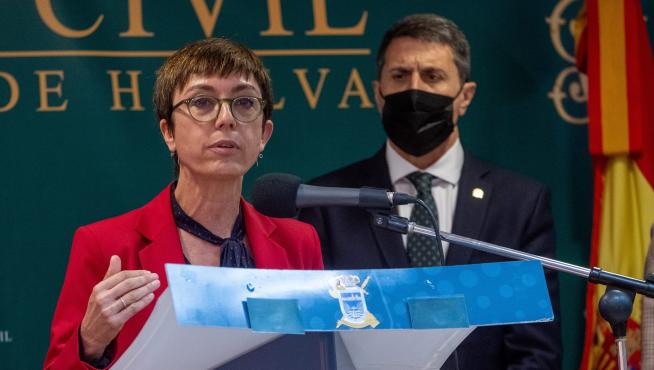 María Gámez, directora de la Guardia Civil, este lunes en Huelva.