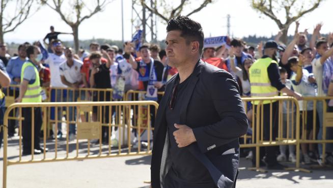 Xisco Muñoz, a su llegada a El Alcoraz para el derbi aragonés.