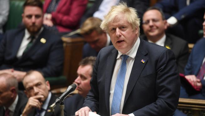Boris Johnson, primer ministro británico, ante la Cámara de los Comunes este martes.
