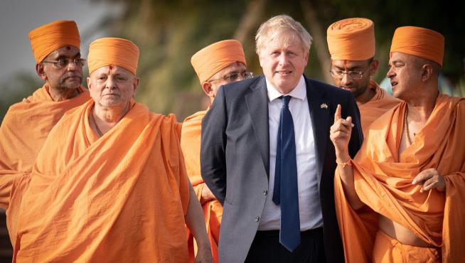 Boris Johnson en su visita a la India.