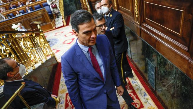Pedro Sánchez, a su salida del Congreso