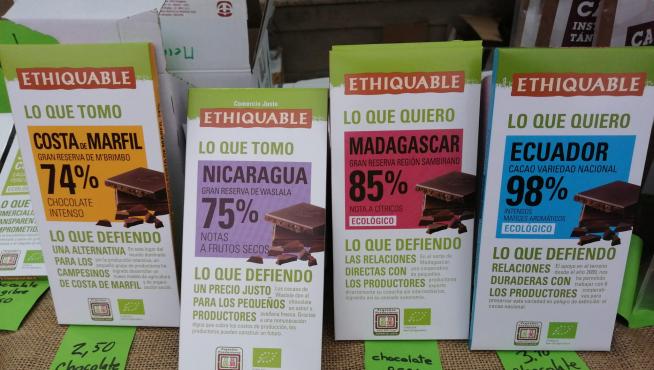 Chocolate de comercio justo de la tienda Suralia de Zaragoza.