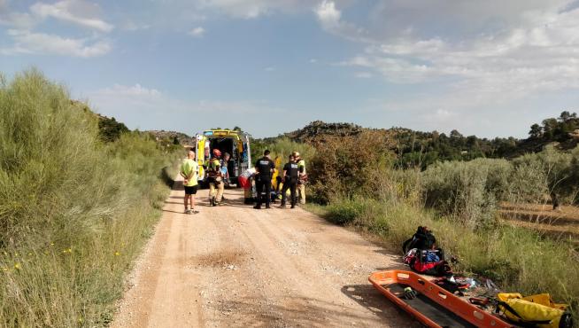 Rescate de una ciclista herida en Alcañiz.