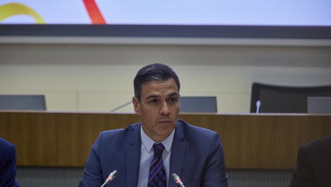 Pedro Sánchez durante la apertura del Fondo Empresarial España-Catar, este miércoles.