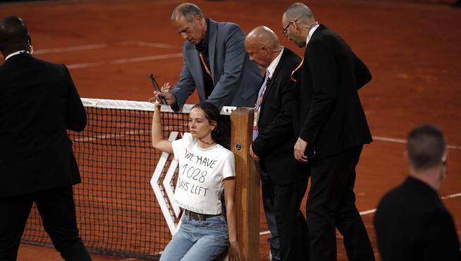 Espontánea, durante la segunda semifinal del Roland Garros.