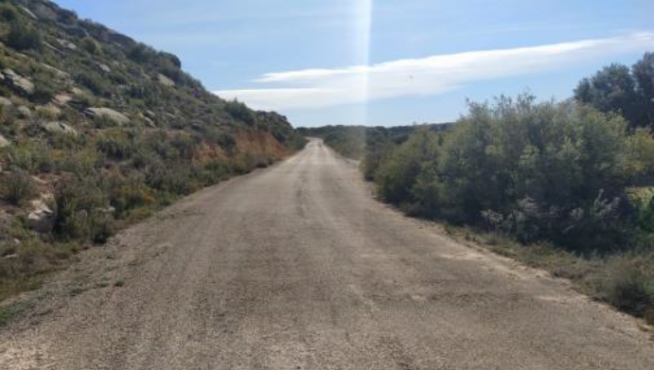 obras de acondicionamiento del primer tramo de la carretera de La Badina junto a Alcañiz