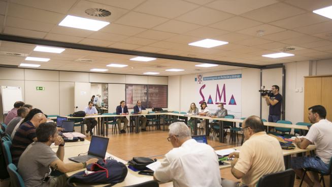 Reunión de la empresa Avanza y el comité de empresa, este martes en el SAMA.
