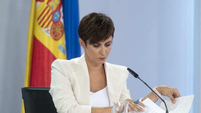 Isabel Rodríguez tras el Consejo de Ministros, este martes.