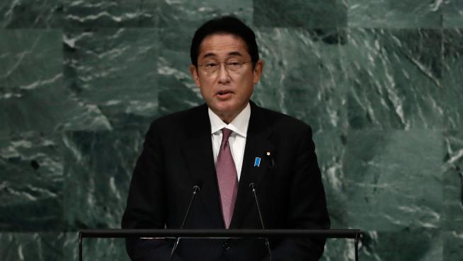 Kishida Fumio, primer ministro de Japón, durante su discurso en la 77 reunión de la Asmblea General de la ONU.