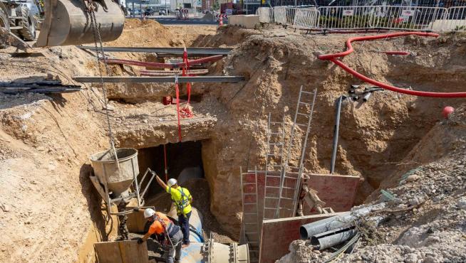 Obras en la red arterial de avenida Navarra de Zaragoza