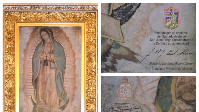 La imagen de la Virgen y dos detalles que acreditan su autenticidad.