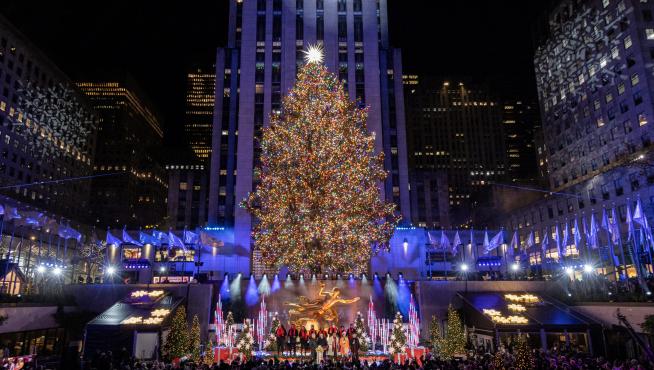 Encendido de árbol de Navidad en Nueva York.