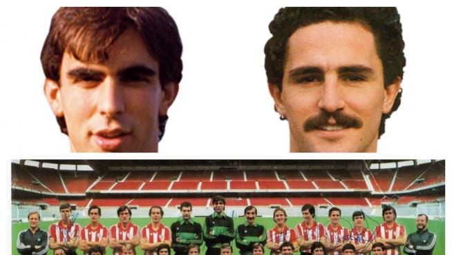 Cedrún y De la Fuente, durante la época en la que compartieron plantilla en el Athletic de Bilbao.