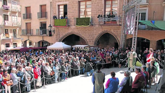 La plaza de España de Alcañiz, en la primera edición de la Concordia, en 2018.