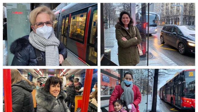 Usuarias habituales del tranvía y el autobús de Zaragoza.