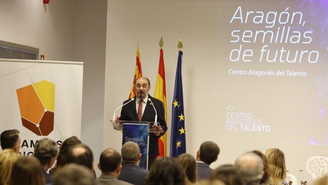 Javier Lambán, este martes durante la presentación del Centro Aragonés del Talento.