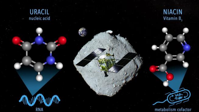 Una imagen conceptual para el muestreo de materiales en el asteroide Ryugu