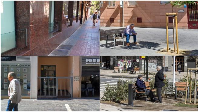 Algunos ejemplos de bancos, verjas y protecciones de alféizares en Zaragoza.