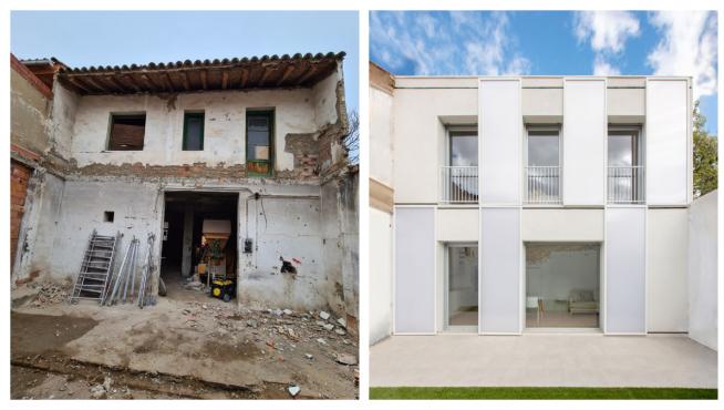 A la izquierda, una vivienda en La Paz antes de ser rehabilitada. A la derecha, la casa tras las obras.