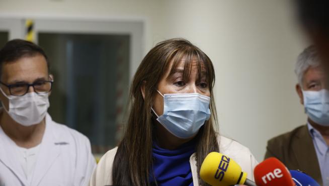 Sira Repollés, este martes, en el Hospital Royo Villanova de Zaragoza.