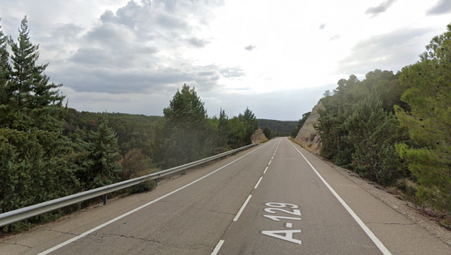 Tramo de la carretera A-129 entre Alcubierre y Leciñena.