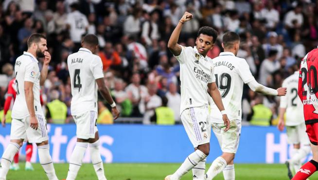 Rodrygo celebra el gol en el partido Real Madrid-Rayo Vallecano