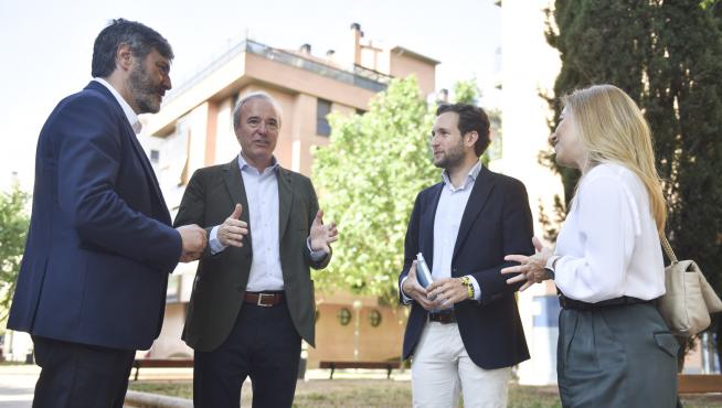 De izquierda a derecha Gerardo Oliván, Jorge Azcón, Isaac Claver y Ana Alós, hoy en Huesca.