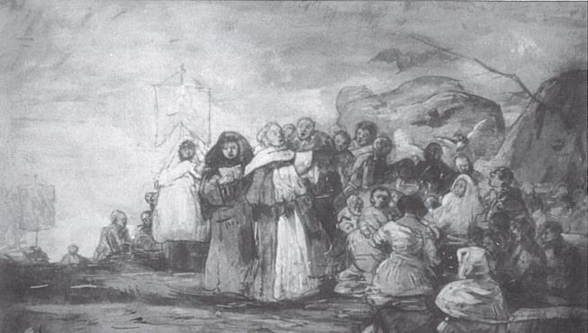 'Aquelarre', aguada de Goya de 44,8 por 30,2 centímetros, atribuida a Goya.