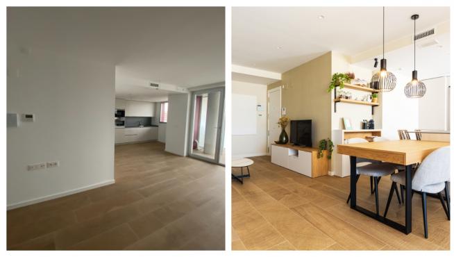 Un antes y después de un piso totalmente nuevo en Zaragoza al ser decorado por Noelia Villalba.