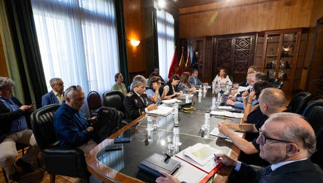 Reunión del Gobierno de Zaragoza tras la tormenta