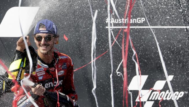 El italiano Francesco 'Pecco' Bagnaia (Ducati), triunfador en el circuit Red Bull de Spielberg en el Gran Premio de Austria